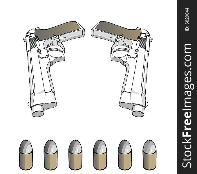 Guns with ammunition - illustration on white background (with vector EPS format)