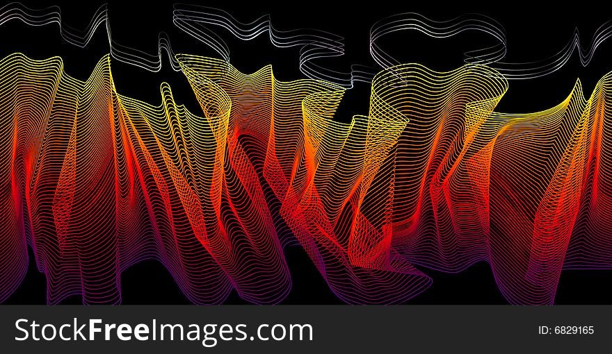 Fire-styled 3d wireframe blend (isolated on black)