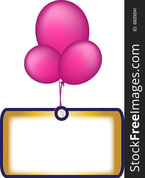 A clusters of balloons tied to a banner. A clusters of balloons tied to a banner