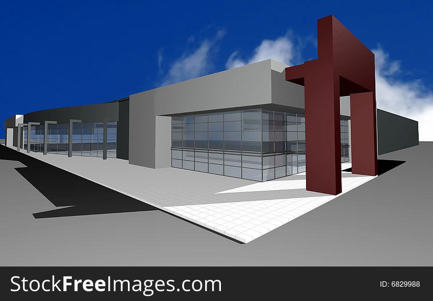 3D Render Of Modern Business Center