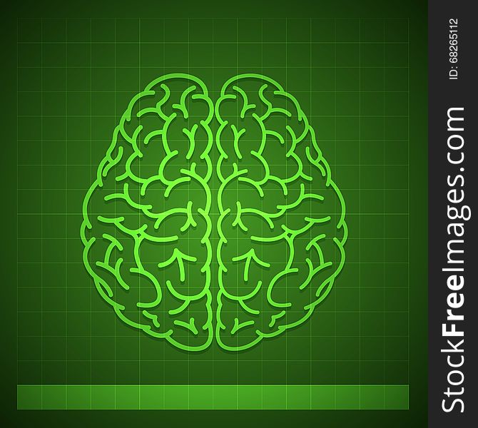 Vector Illustration of Human Brain Concept on Green Background