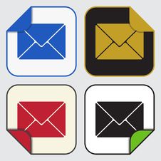 Four Square Sticky Icons - Mailing Envelope Stock Photography Four Square Sticky Icons - Mailing Envelope Stock Photography