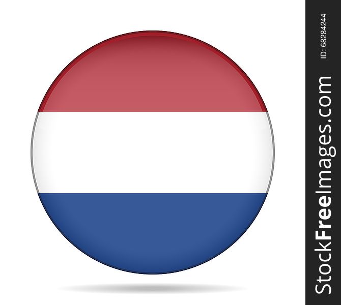 Button with national flag of Netherlands and shadow. Button with national flag of Netherlands and shadow