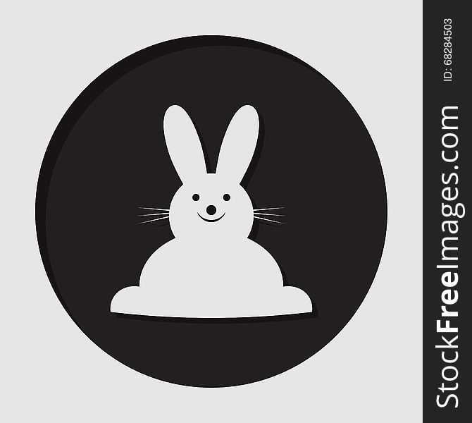 Information icon - dark circle with white Easter bunny and shadow. Information icon - dark circle with white Easter bunny and shadow