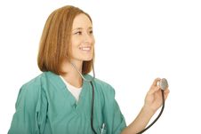 Happy Nurse Holding Stethoscope Stock Photography Happy Nurse Holding Stethoscope Stock Photography