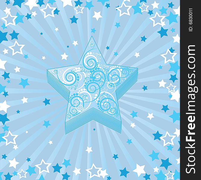 The vector illustration contains the image of christmas blue stars