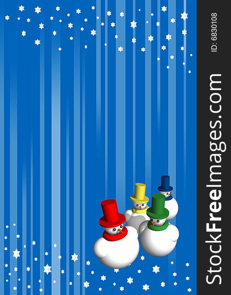 Abstract seasonal and holiday background with snowmen