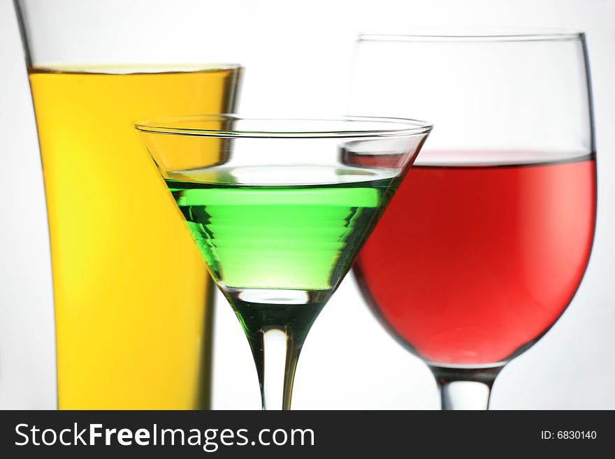 Colorful Liquid Glass Three Objects on Whiter Background. Colorful Liquid Glass Three Objects on Whiter Background