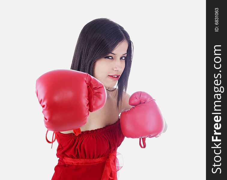 Asian female with boxing gloves. Asian female with boxing gloves