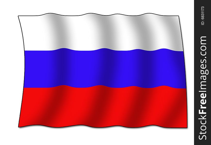 Russian national flag in a wavy shape. Russian national flag in a wavy shape