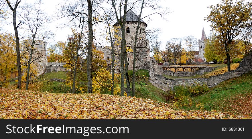 Ruins of an ancient castle Cesis in the autumn. Ruins of an ancient castle Cesis in the autumn.