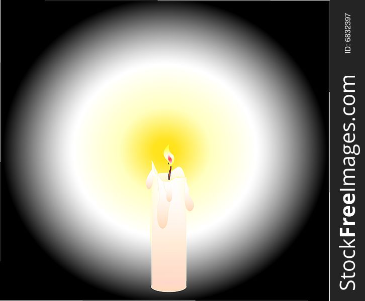 a candle with black background,illustration
