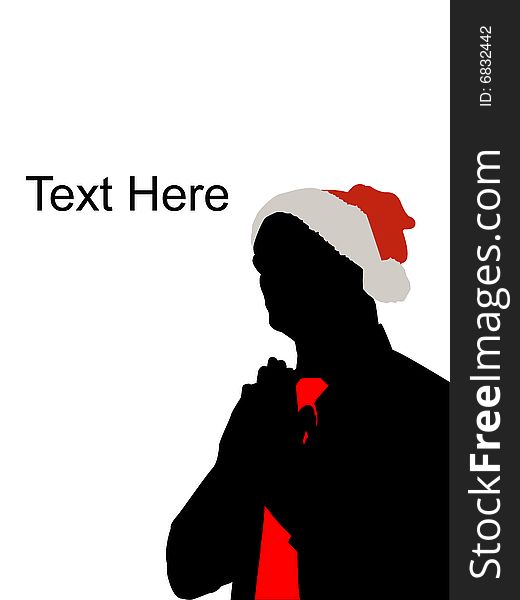 Portrait of praying man with christmas hat