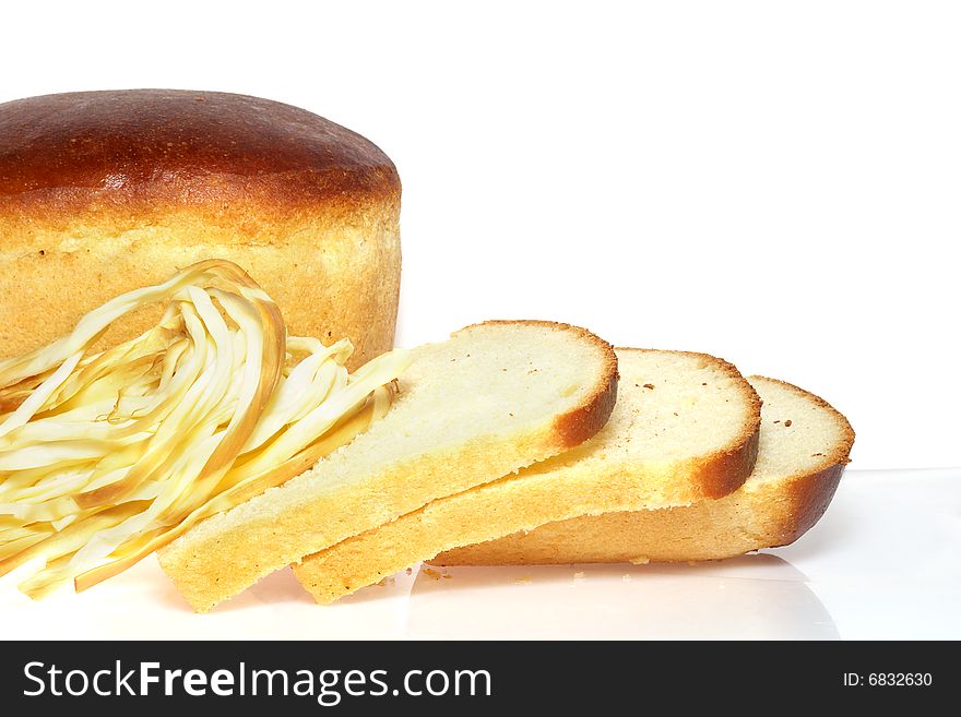 Fresh bread bread and cheese isolated