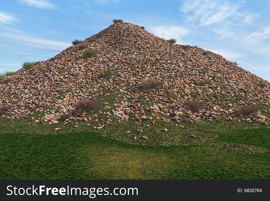 Illustration of a rocky hill in a rural area. Illustration of a rocky hill in a rural area.