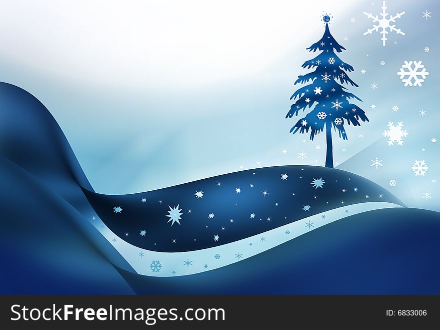 New abstract background of tree and snowflake. New abstract background of tree and snowflake