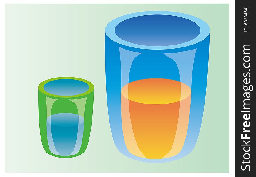 Vector of two glass on the green background