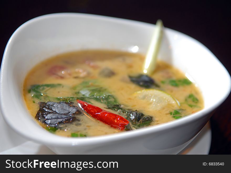 Sharp Thai soup with hot pepper