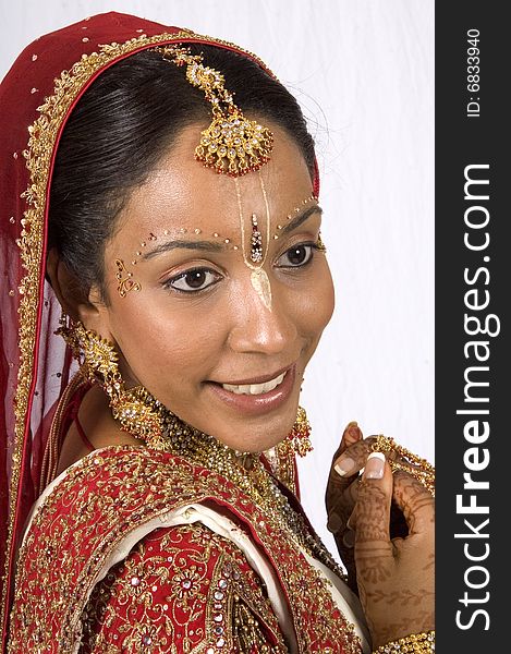 A portrait of a Hare Krishna Bride before going to the Temple to get married.