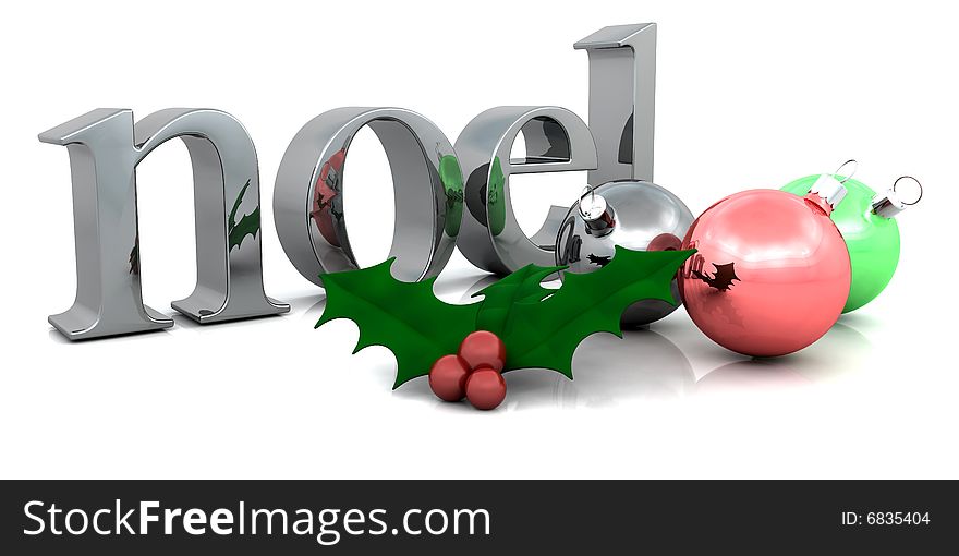 Christmas background with baubles and holly. Christmas background with baubles and holly
