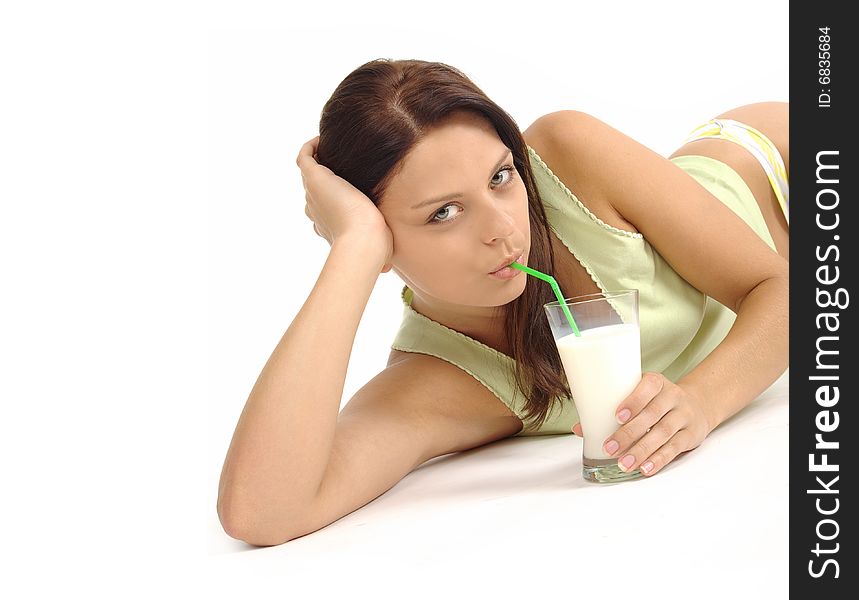 Happy Woman Drinking Milk