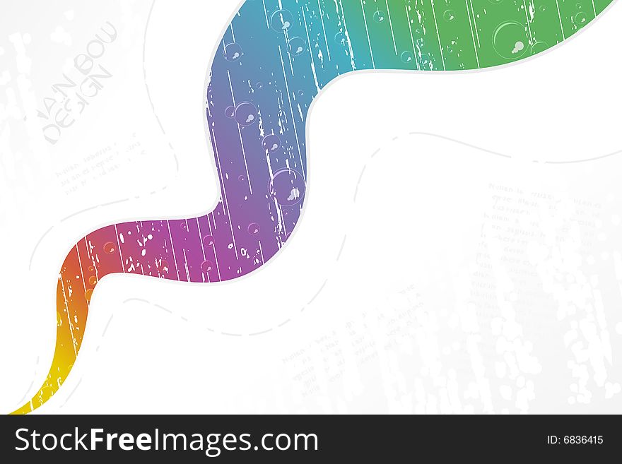 Vector illustration of a wavy stripe with rainbow rain colors and drops. Copy space for custom elements on textured background. Vector illustration of a wavy stripe with rainbow rain colors and drops. Copy space for custom elements on textured background.