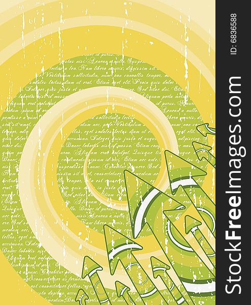 Vector illustration of a retro background with swirls and spirals and arrows in the corner. Poetry theme with text background. Vector illustration of a retro background with swirls and spirals and arrows in the corner. Poetry theme with text background.