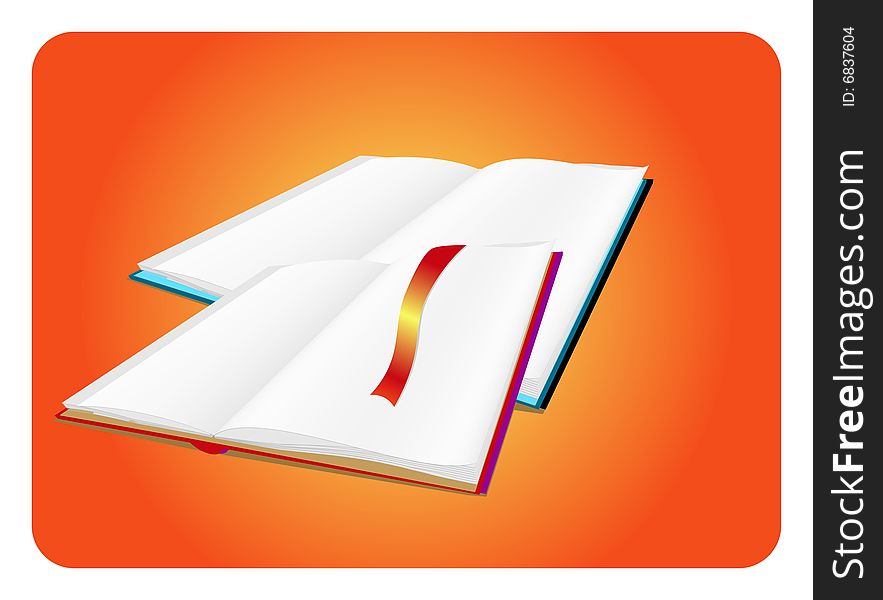 Opened diary. Vector illustration orange