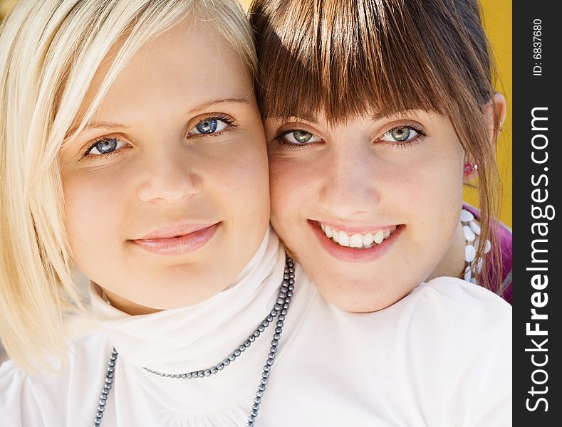 Two Smiling Girls Portrait