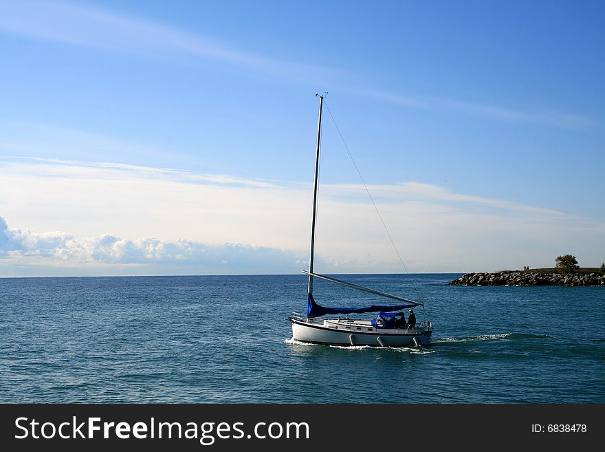 Yacht on the background of sea and sky. Yacht on the background of sea and sky