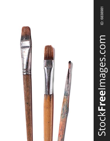 3 paintbrushes isolated on white