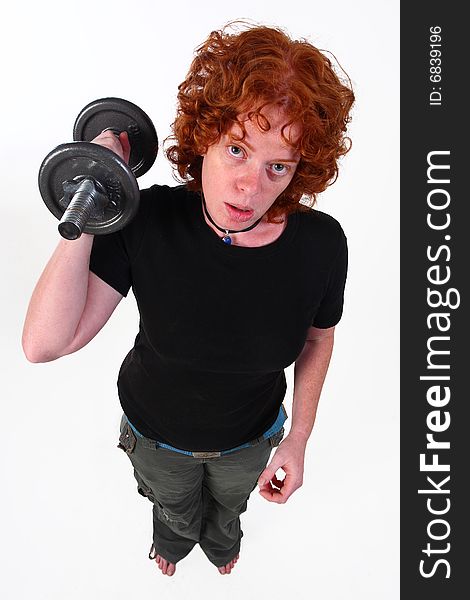 RedHead woman weight lifting