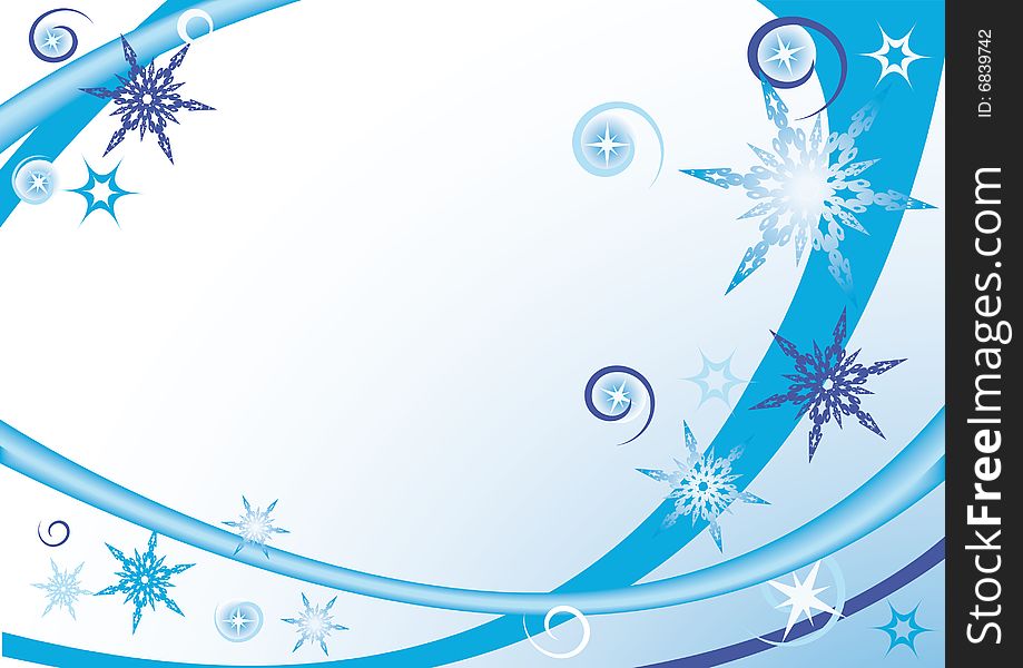Blank with abstract waves, snowflakes and stars. Blank with abstract waves, snowflakes and stars