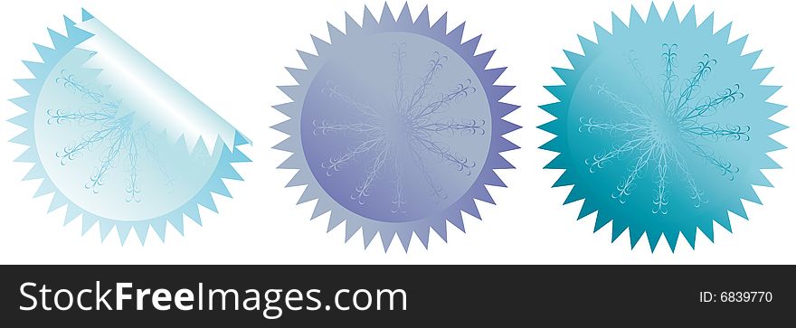 Set of color stickers with snowflakes. Vector illustration.