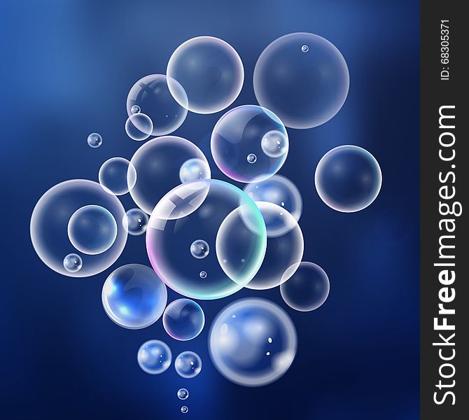 Set colorful bubbles in vector. Isolated  water bubbles collecti