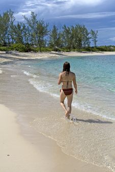 Female Walking Down Tropical Beach Royalty Free Stock Images Female Walking Down Tropical Beach Royalty Free Stock Images