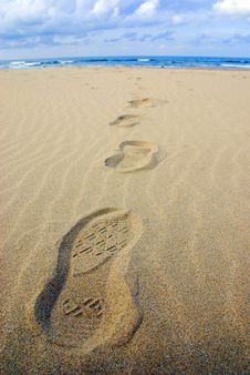 Footprints On The Beach Royalty Free Stock Image Footprints On The Beach Royalty Free Stock Image