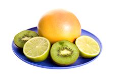 Few Fruits On Plate Stock Photo