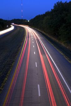 Streaking Car Lights On Interstate Stock Photo Streaking Car Lights On Interstate Stock Photo