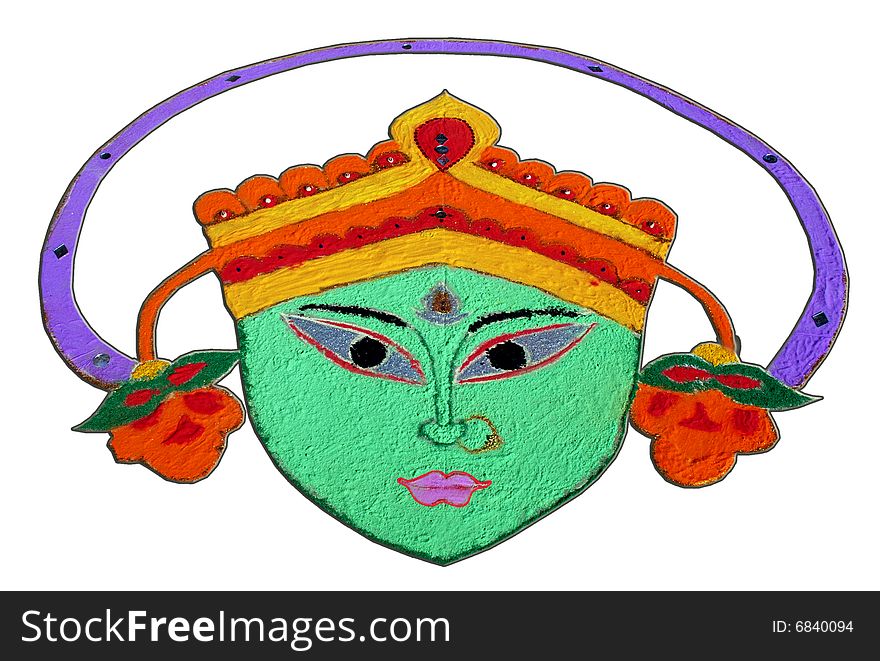 Colorfull indian goddess made with dry colors