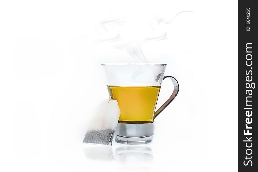 Cup of peppermint tea,isolated on white