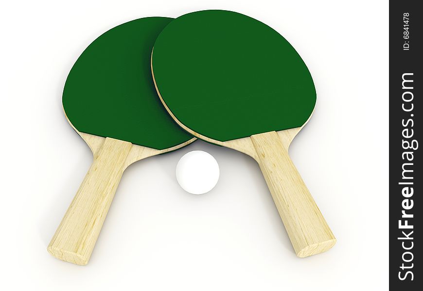 Ping pong racket on white background
