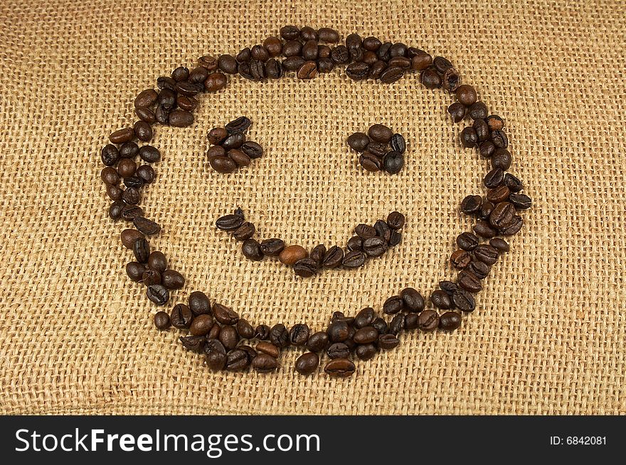 Coffee smile on webbing material