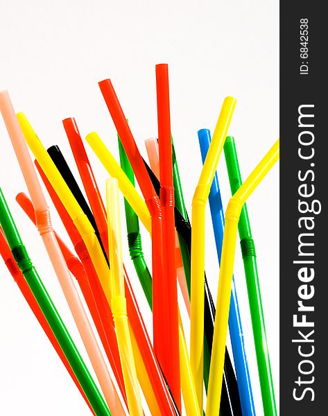 Colorful drinking straws isolated on a white background