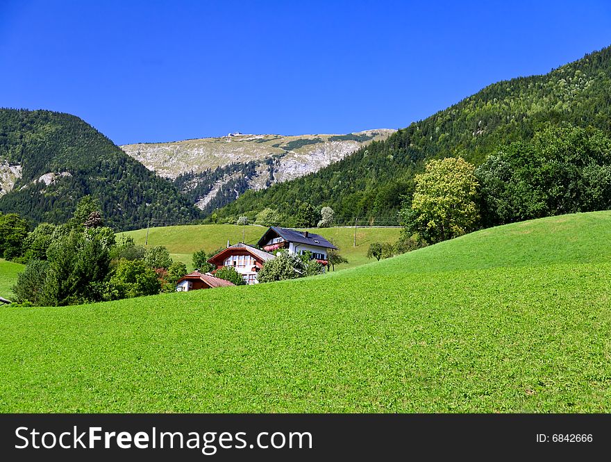The beautiful countryside of St. Wolfgang in Lake district near Salzburg Austria