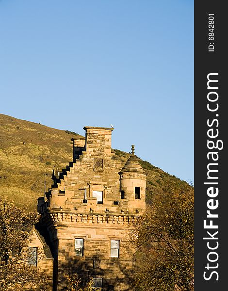 Scottish castle. Holyrood Park, Edinburgh. United Kingdom