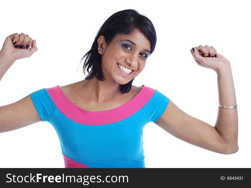 Picture of one girl on white background. Picture of one girl on white background