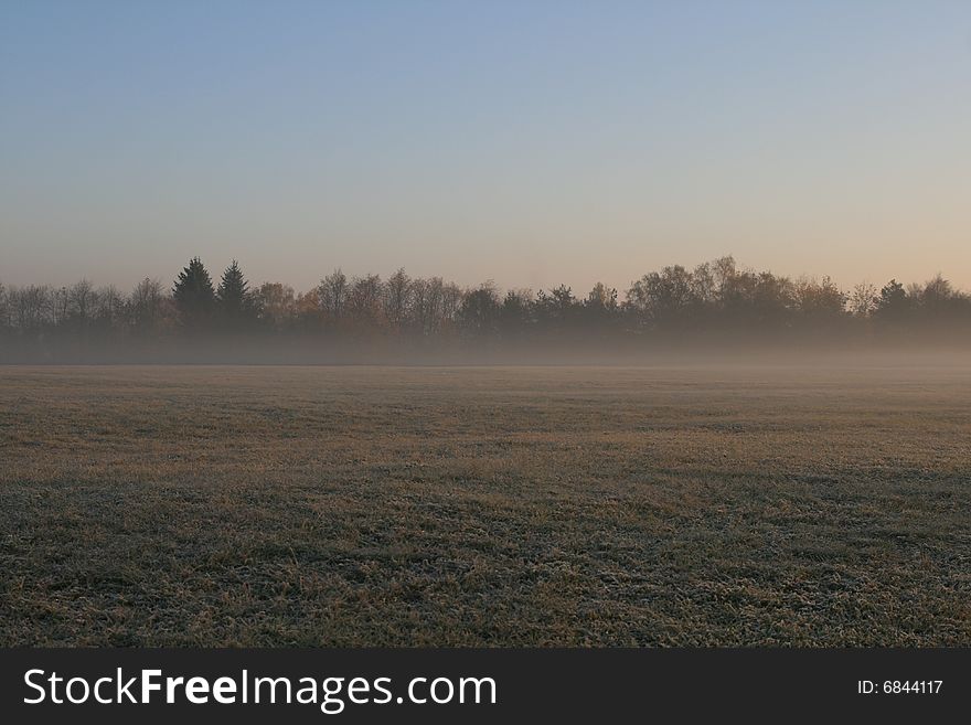 Tho morning fog n the landscape in the Prage. Tho morning fog n the landscape in the Prage