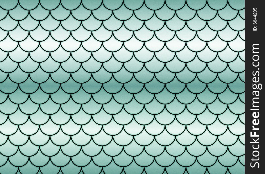 Green fish scales with waves. Green fish scales with waves.