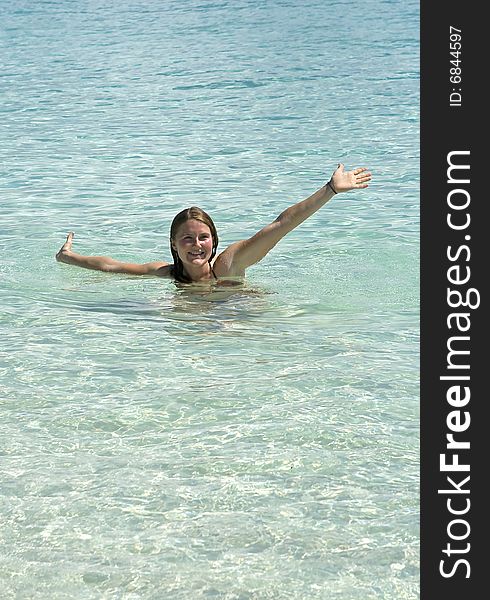 Girl In Clear Tropical Water